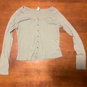 Forest green, long sleeve crop top